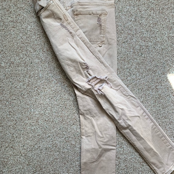 Cotton On Mens Ripped Jeans Khaki Tan Size 36 Slim - Picture 4 of 5